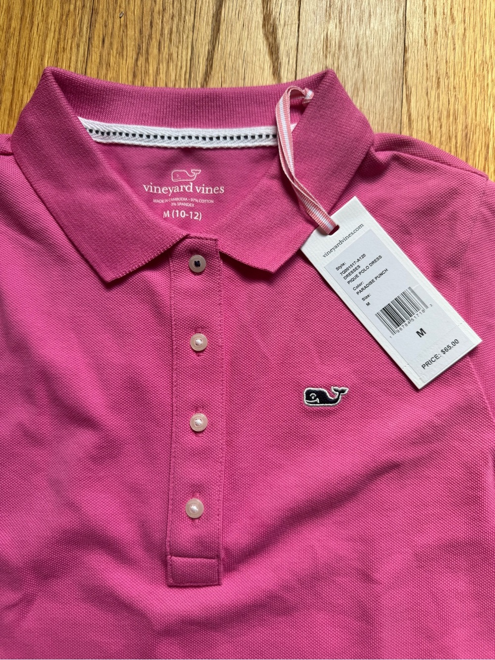 Vineyard Vines Pink Short-Sleeve Button-Down Polo Dress